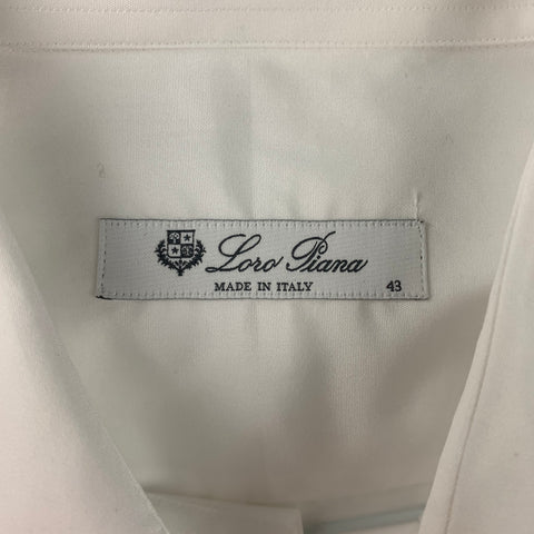 LORO PIANA Size L 43 White Cotton Button Up Long Sleeve Shirt