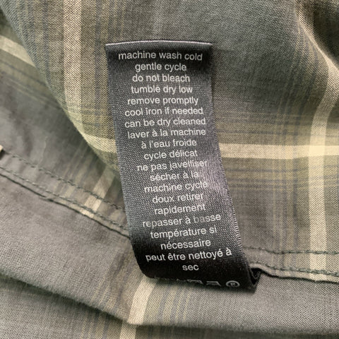 JOHN VARVATOS Size S Green & Grey Plaid Cotton Button Up Long Sleeve Shirt