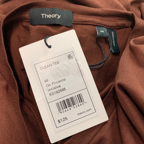 THEORY Size M Brown Silk Cotton Jersey T-shirt