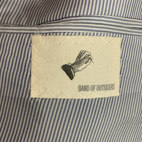 BAND OF OUTSIDERS Size 40 Navy & White Houndstooth Linen Notch Lapel Suit