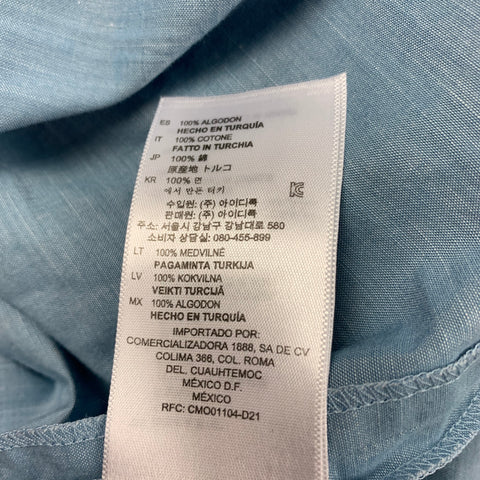 SANDRO Size M Light Blue Cotton Henley Long Sleeve Shirt