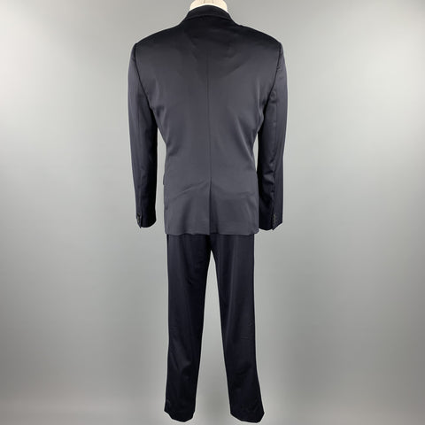 EMPORIO ARMANI 42 Regular Navy Wool Blend Peak Lapel Suit