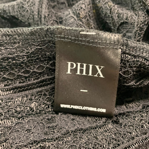 PHIX Size L Black Lace Polyester Long Sleeve Shirt