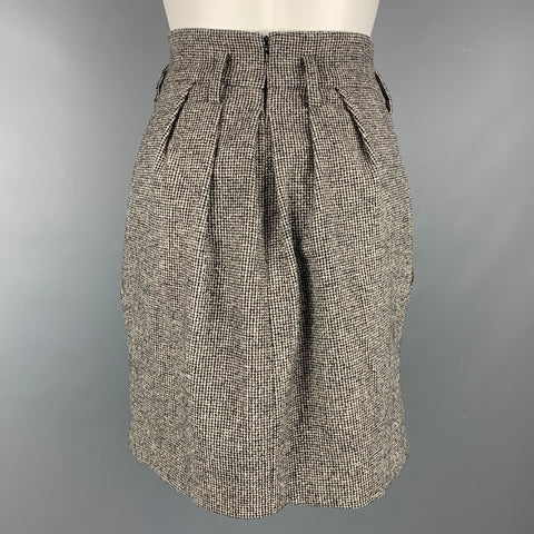 ROBERT RODRIGUEZ Taille 2 Jupe plissée en laine / polyester pied-de-poule noir et crème