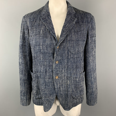 45rpm Size L Navy Woven Cotton / Linen Notch Lapel Sport Coat