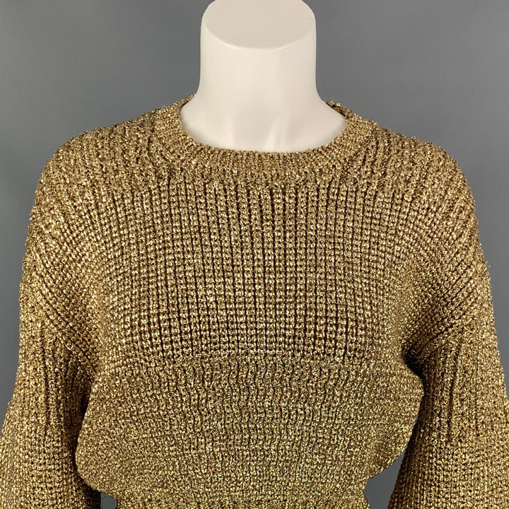 COMME des GARCONS Size M Gold Knitted Metallic Cropped Sweater