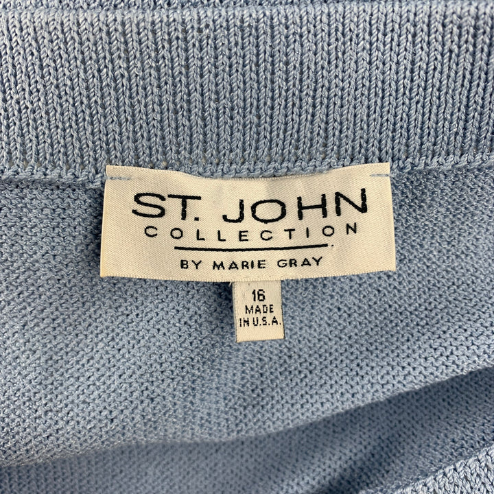 ST. JOHN Size 16 Blue Knitted Pencil Skirt