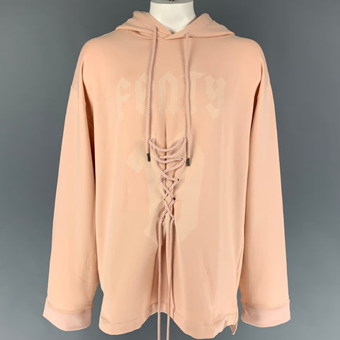 PUMA by Rihanna Taille L Sweat à capuche surdimensionné en coton mélangé rose