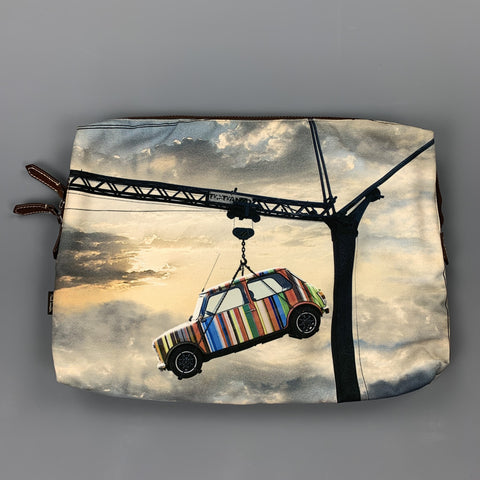 PAUL SMITH Striped Mini Cooper Printed Canvas Clutch Pouch Laptop Bag