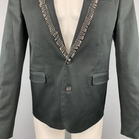 DSQUARED2 Taille 38 Noir Coton / Élasthanne Col châle Épingle de sécurité Manteau de sport