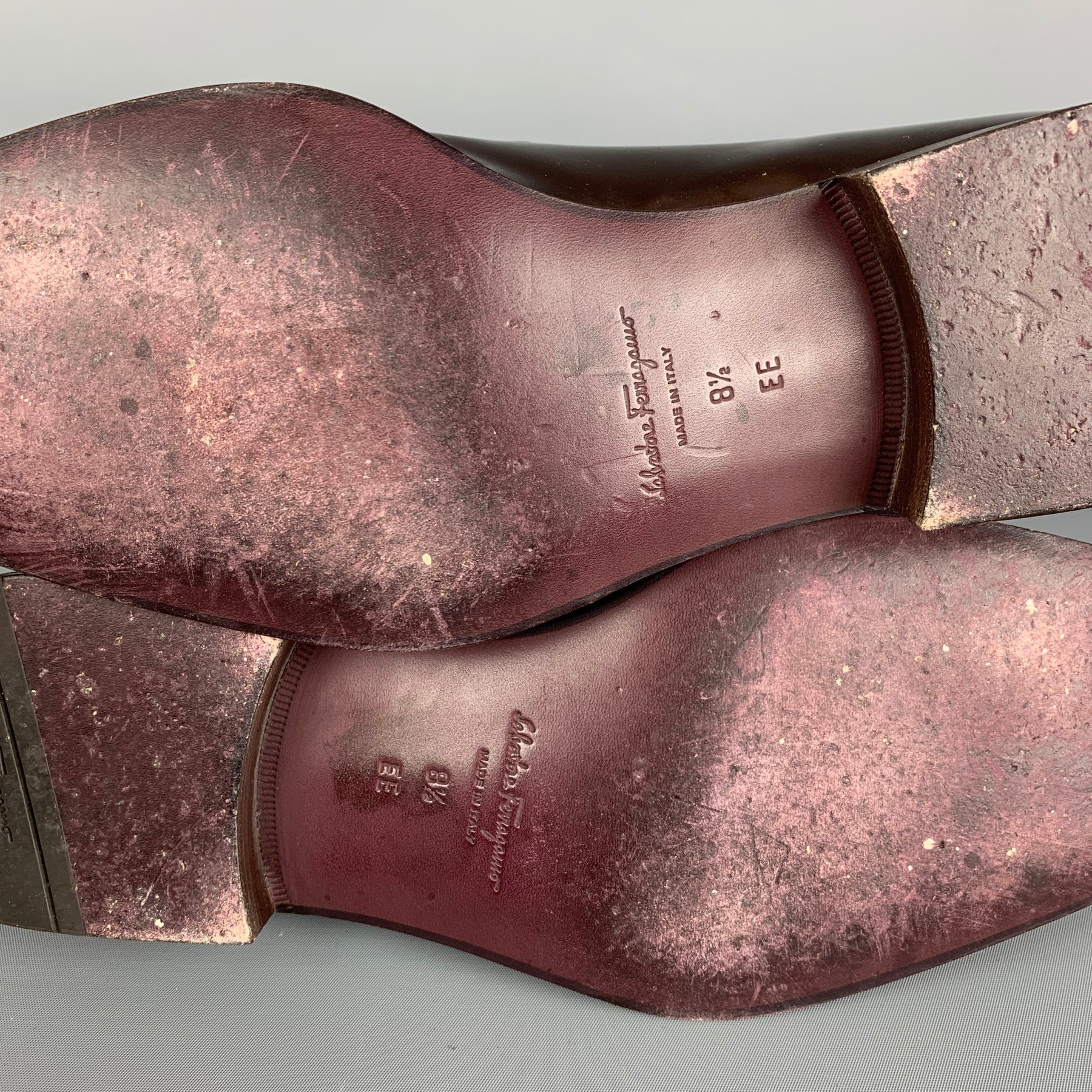 ❤️‍?SALVATORE FERRAGAMO 8 Brown Burgundy Ombre Leather Slip On Loafers❤️‍? Salvatore Ferragamo Men main image 4