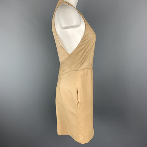 3.1 PHILLIP LIM Size 4 Camel Beige Leather Halter Dress