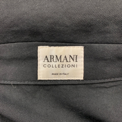 ARMANI COLLEZIONI Size L Black Polyester Patch Pocket Long Sleeve Shirt