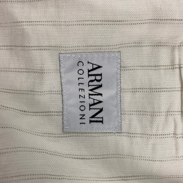 ARMANI COLLEZIONI Size 44 Regular Off White Stripe Notch Lapel Sport Coat