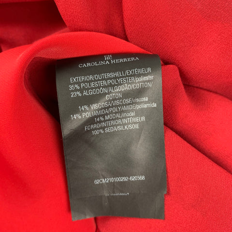 CAROLINA HERRERA Talla 2 Blusa peplum de encaje en mezcla de poliéster rojo