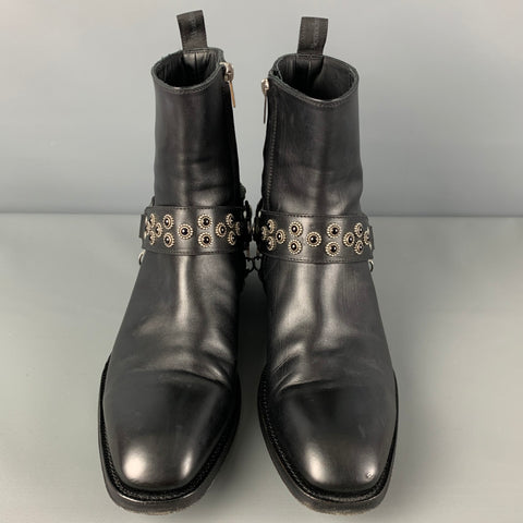 ALEXANDER MCQUEEN Size 9.5 Black Studded Leather Ankle Boots