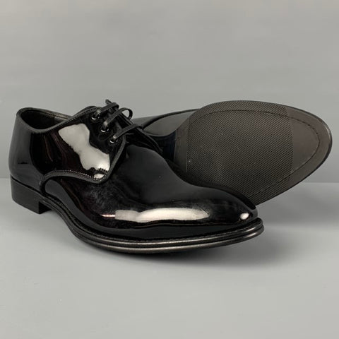DOLCE & GABBANA Size 8.5 Black Leather Lace Up Shoes