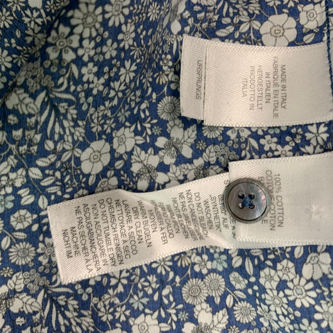 PAUL SMITH Size M Blue White Floral Cotton Long Sleeve Shirt