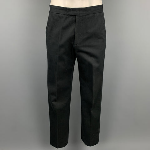 ALEXANDER MCQUEEN Size 42 Black Cotton Notch Lapel Suit