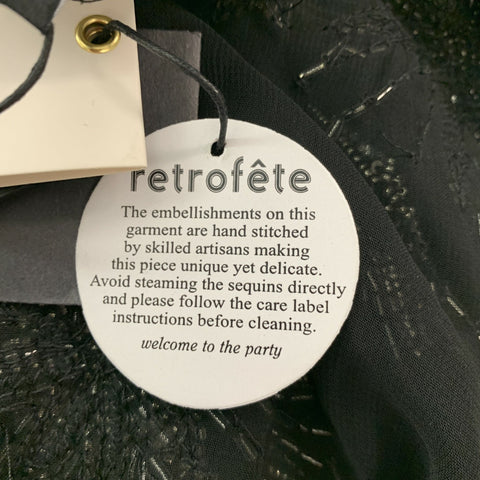 RETROFETE Talla S Blusa Colas De Viscosa Negra Plateada