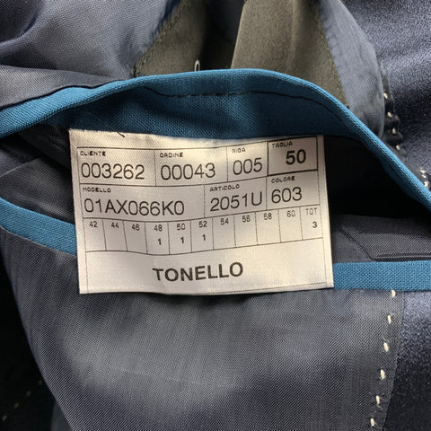 TONELLO Size 40 Teal Wool Blend Peak Lapel Sport Coat
