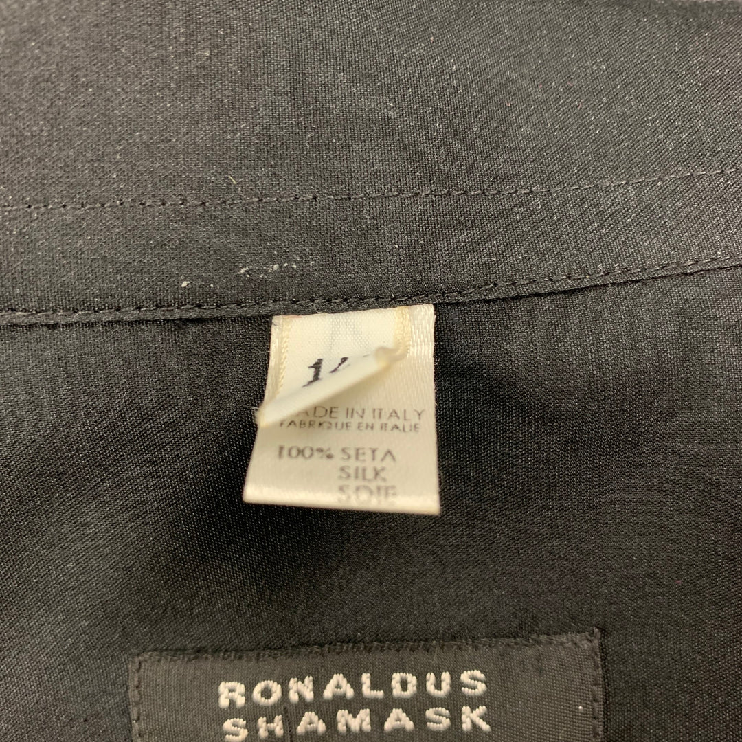 RONALDUS SHAMASK Talla L Camiseta con botones de seda negra