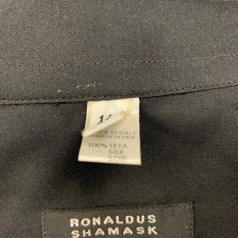 RONALDUS SHAMASK Size L Black Silk Button Up T-shirt