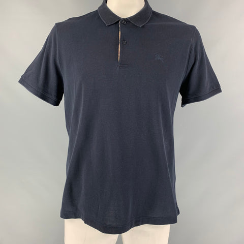 BURBERRY Polo de algodón liso azul marino talla XXL