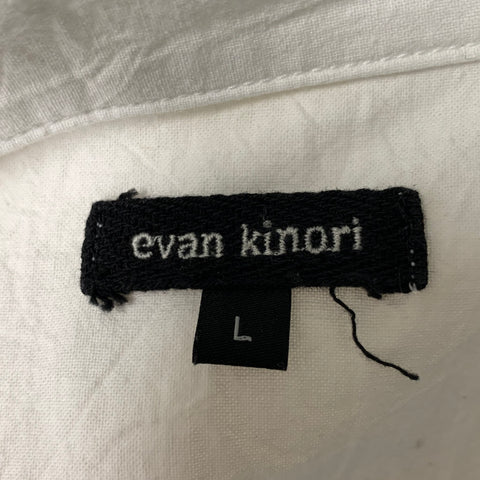 EVAN KINORI Size L White Wrinkled Cotton Button Down Long Sleeve Shirt