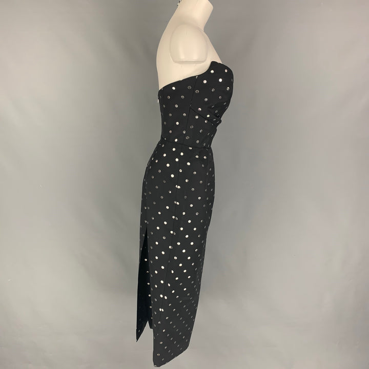 RASARIO Size 4 Black Silver Polyester Cotton Polka Dot Dress