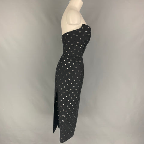 RASARIO Talla 4 Vestido de lunares de algodón y poliéster negro plateado