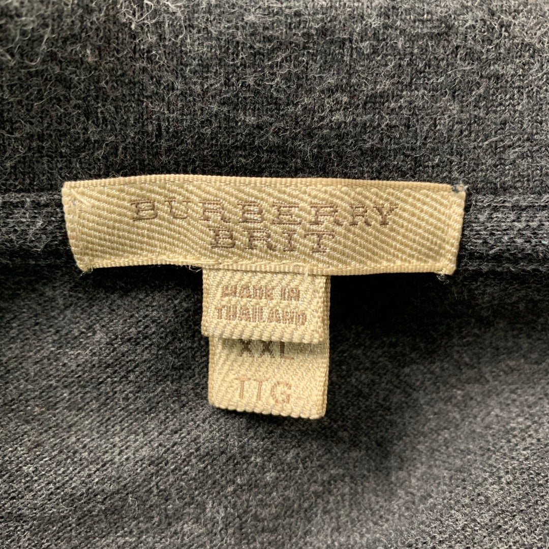 BURBERRY BRIT Polo de algodón liso gris oscuro talla XXL