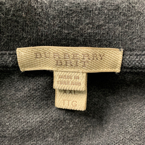 BURBERRY BRIT Size XXL Dark Gray Solid Cotton Polo