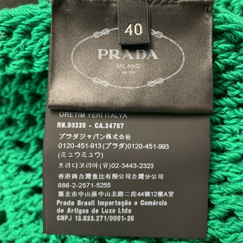 PRADA Size 4 Green Cotton Crochet Cropped Casual Top