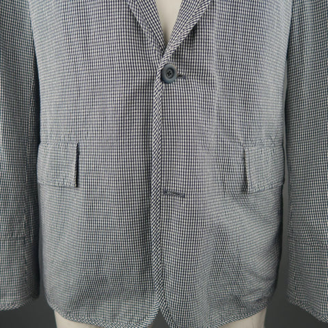 BOGLIOLI XXL 46 Black & White Checkered Cotton Sport Coat BOGLIOLI