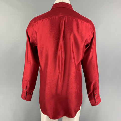 DOLCE & GABBANA Size M Burgundy Pattern Silk Hidden Placket Long Sleeve Shirt