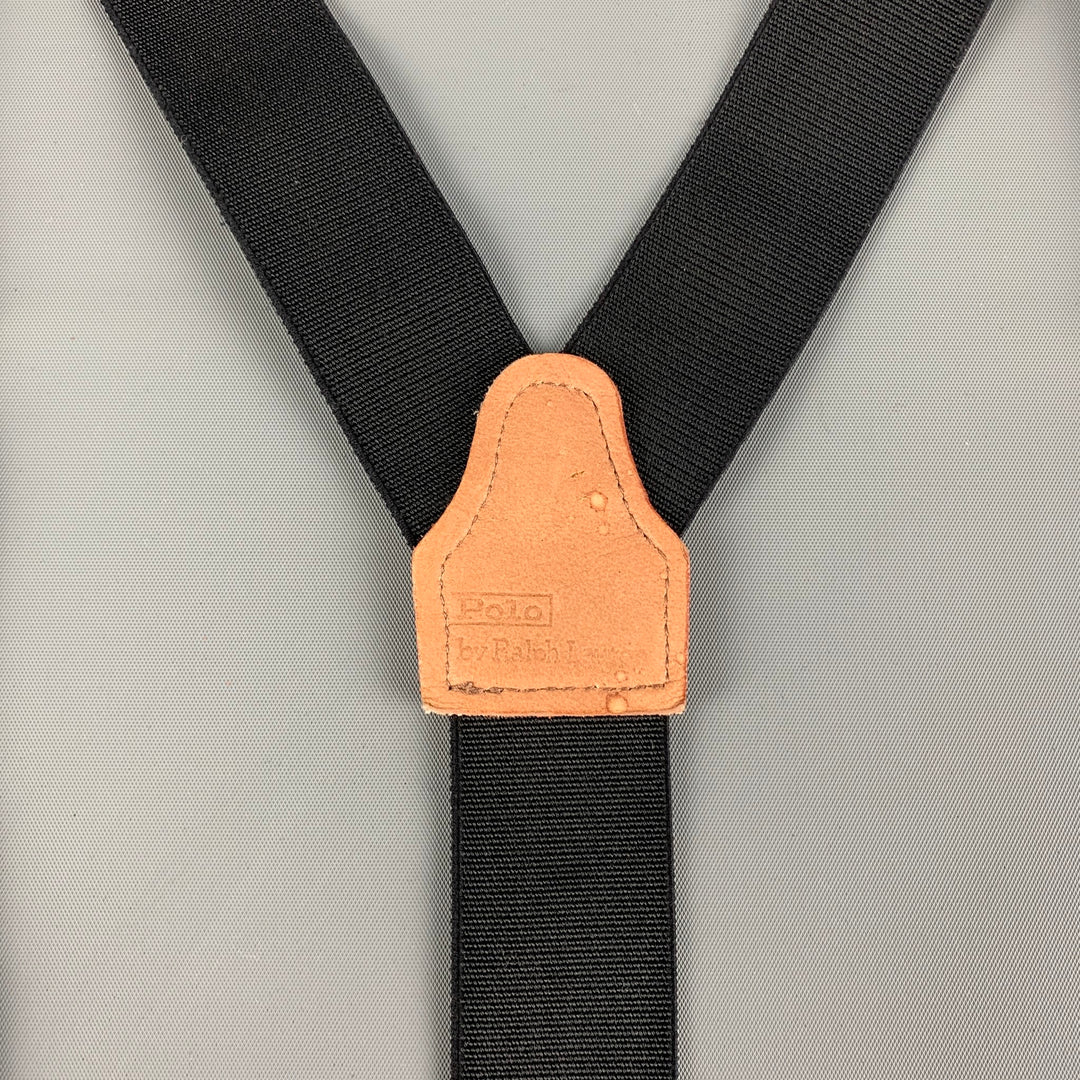 POLO by RALPH LAUREN Size One Size Black & Tan Leather Elastic Suspenders