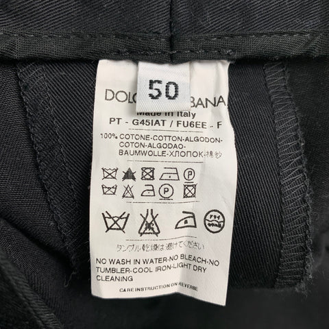 DOLCE & GABBANA Size 34 Black Cotton Pleated Cropped Casual Pants