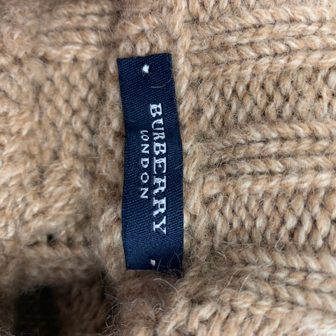 BURBERRY LONDON Size XL Camel Cable Knit Camel Hair Sweater