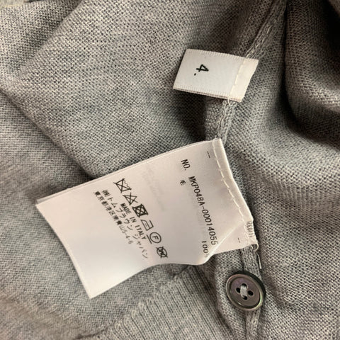 THOM BROWNE Polo con botones de lana a rayas blancas y grises talla L