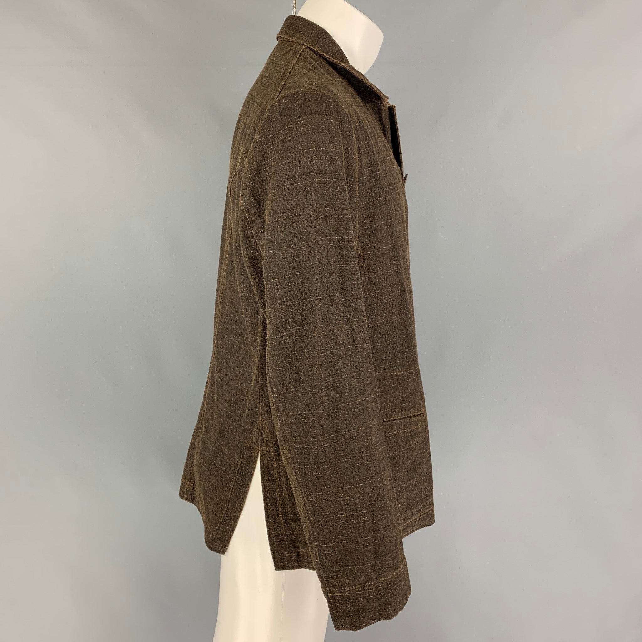 BEAUGAN Size M Brown Textured Cotton Worker Jacket