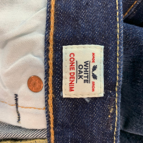 LEVI'S Size 30 Indigo Washed White Oak Cone Denim Button Down Jeans
