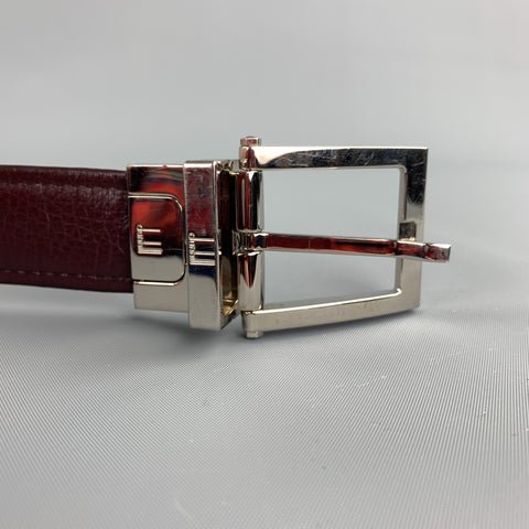 DUNHILL Two Tone Size 34 Black Leather Reversible Belt