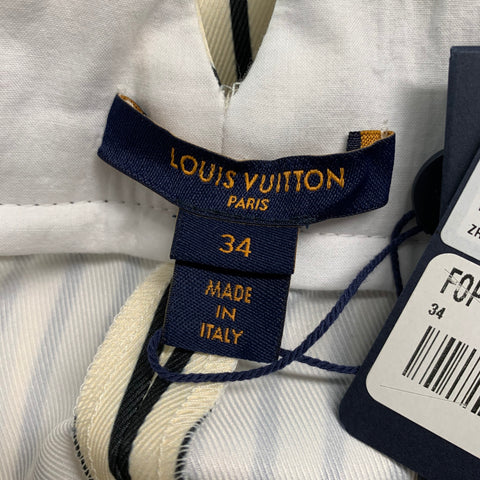 LOUIS VUITTON Size 2 Cream Black Polyester Stripe High Waisted Dress Pants
