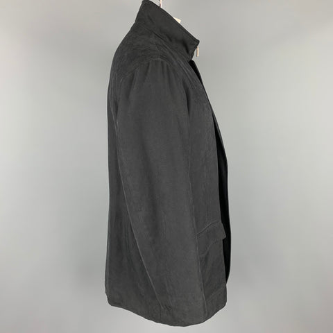 ERMENEGILDO ZEGNA Size 42 Black Polyester Blend Zip Up Coat