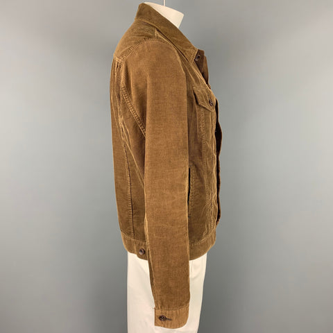 IRON HEART Size 44 Brown Corduroy Cotton Trucker Jacket