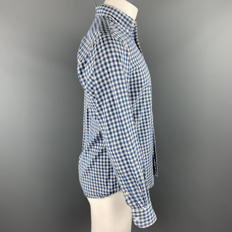 HAMILTON Size S Blue & White Checkered Cotton Button Down Long Sleeve Shirt