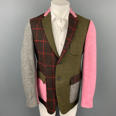 WOOSTER + LARDINI Size 40 Multi-Color Patchwork Wool Sport Coat