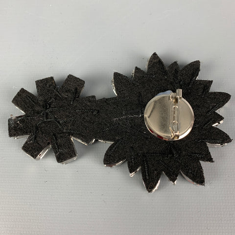 NO BRAND Black Silver Svarowski Crystals Brooch