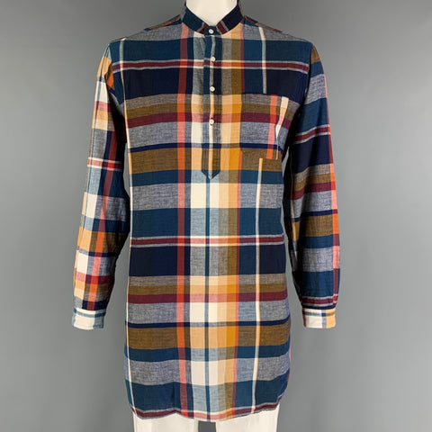 ASHLAND SHIRT & PAJAMA CO. Size L Blue Multi-Color Plaid Long Sleeve Shirt